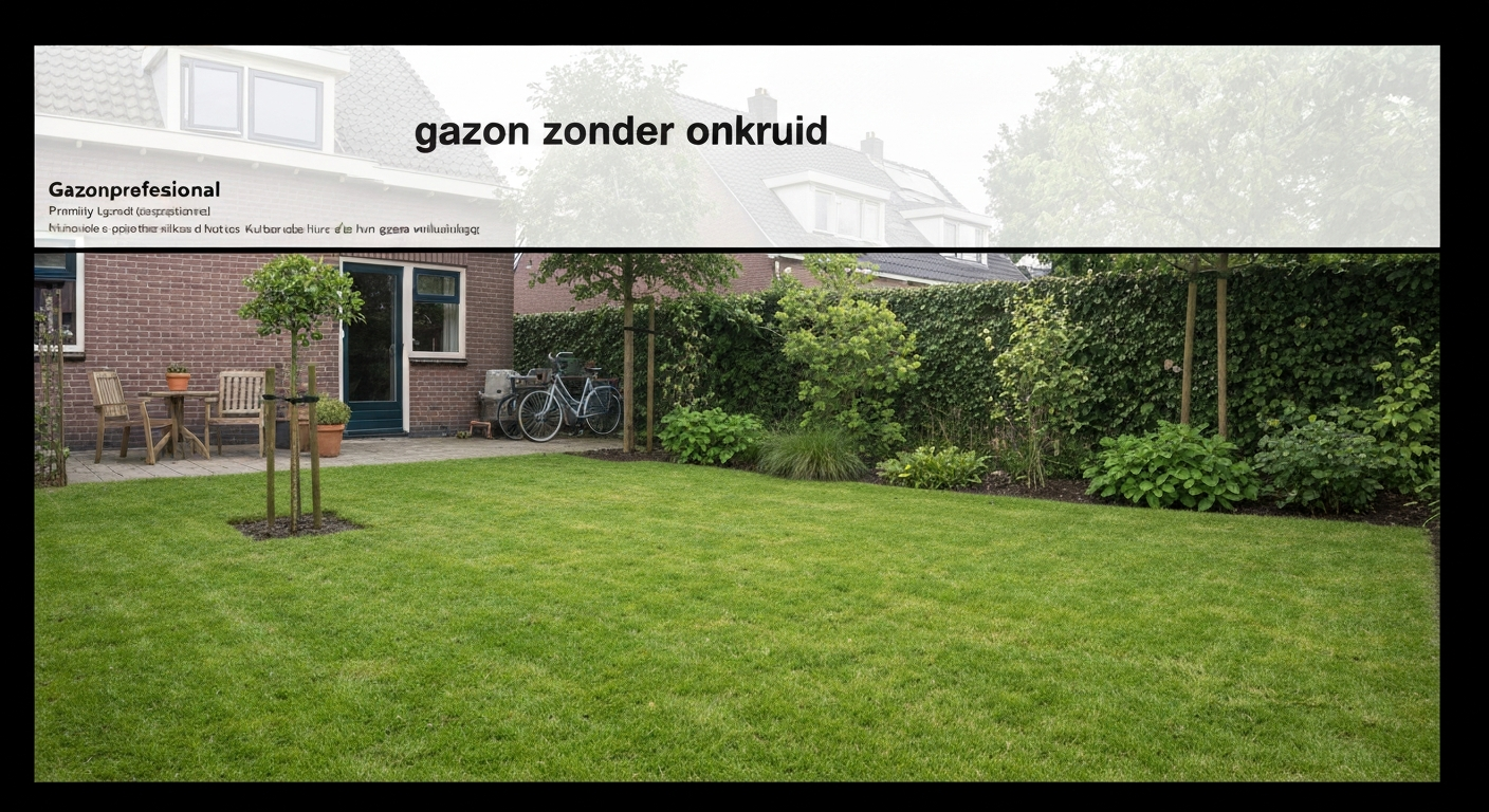 Gezond, dicht gazon in een Nederlandse achtertuin met nauwelijks onkruid.