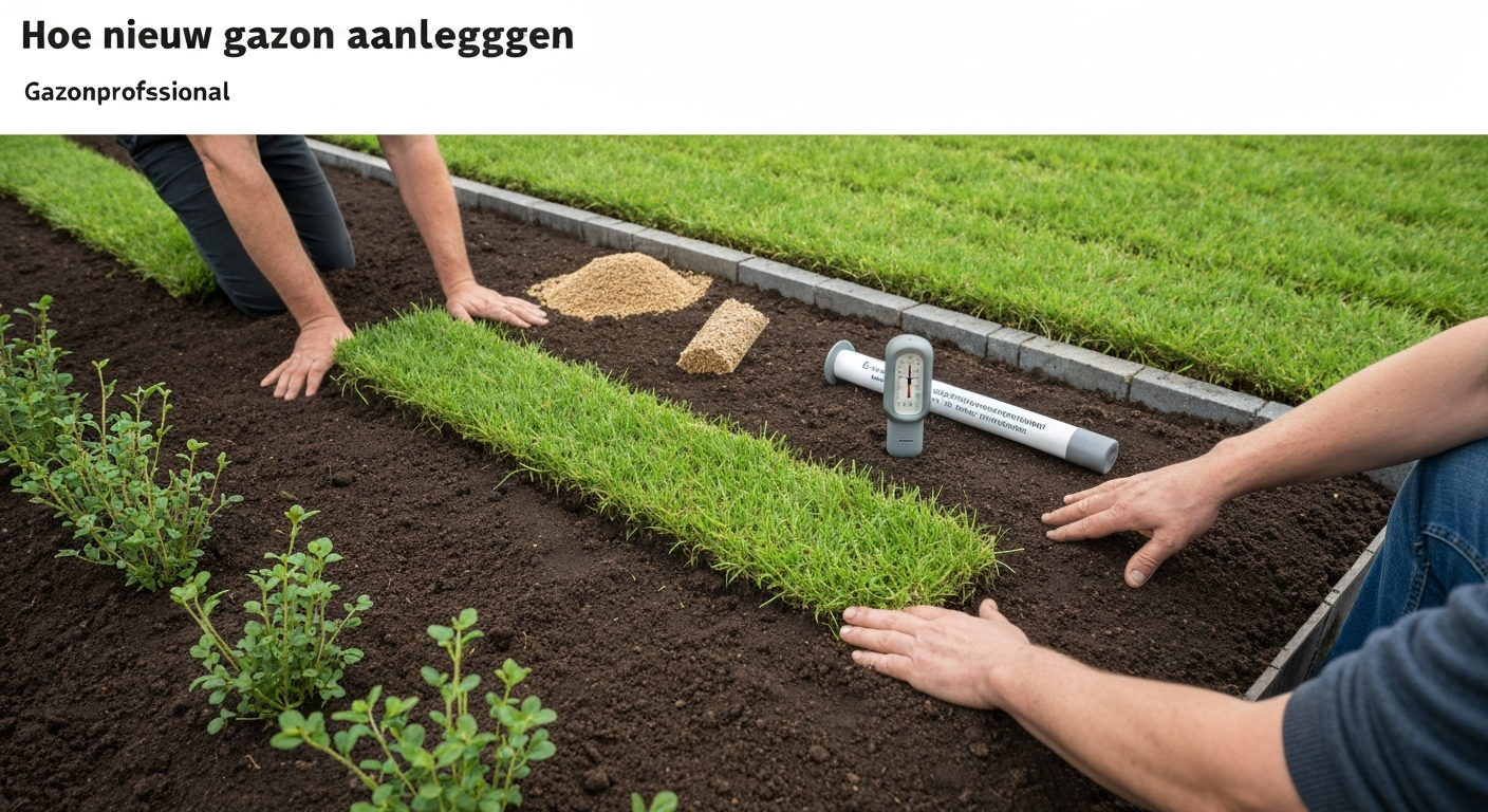 Overzicht van voorbewerking van tuinbed voor nieuw gazon in Nederlandse achtertuin.